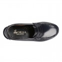 SCHOOL kids Moccasin shoes with detail mask in Antik leather.