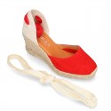 Suede leather espadrille shoes Valenciana style.