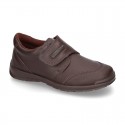School shoes closed laceless and with toe cap in washable leather.