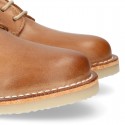 COWHIDE color nappa leather Laces up shoes for kids.