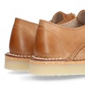 COWHIDE color nappa leather Laces up shoes for kids.