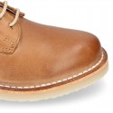 Blucher niño cordones en piel CUERO.