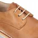 COWHIDE color nappa leather Laces up shoes for kids.