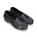 Classic school GIRL Moccasin shoes in Boxcalf Nappa leather.