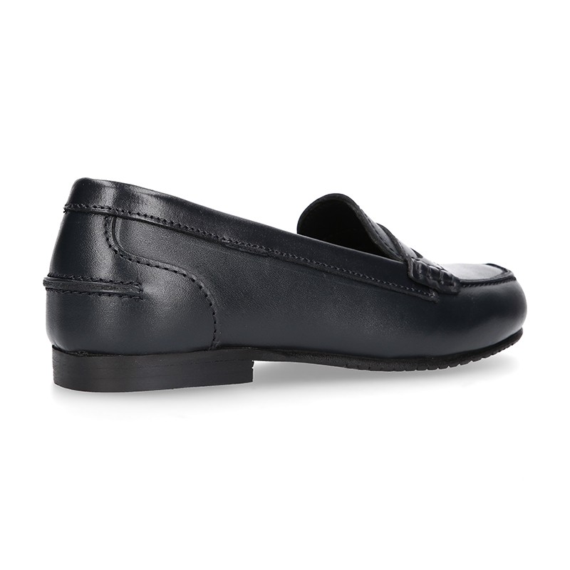 Classic school GIRL Moccasin shoes in Boxcalf Nappa leather. EL005 ...