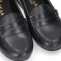 Classic school GIRL Moccasin shoes in Boxcalf Nappa leather.