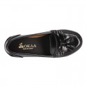 Classic school GIRL Moccasin shoes with tassels in Antik leather.