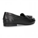 Classic school GIRL Moccasin shoes with tassels and fringed design in Nappa leather.