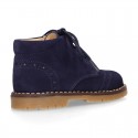 Suede leather kids SPORT English style ankle boots with mountain soles.