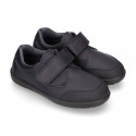 School Washable Nappa leather kids Blucher shoes laceless.