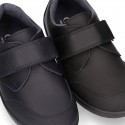 School Washable Nappa leather kids Blucher shoes laceless.