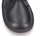 Dark blue Nappa leather kids Safari boots with laces.