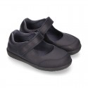 School Washable Nappa leather OKAA Mary Jane shoes laceless.