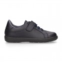 Washable Nappa leather OKAA school shoes with elastic laces.