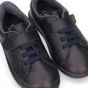 Washable Nappa leather OKAA school shoes with elastic laces.