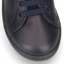 Washable Nappa leather OKAA school shoes with elastic laces.