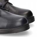 Nappa leather School shoes Blucher style laceless.