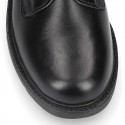 Nappa leather School shoes Blucher style laceless.