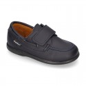 School washable leather boat style shoes laceless.