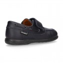 School washable leather boat style shoes laceless.