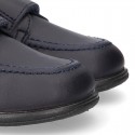 School washable leather boat style shoes laceless.