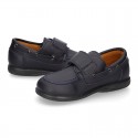 School washable leather boat style shoes laceless.