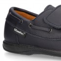 School washable leather boat style shoes laceless.