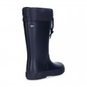 School rain boot shoes with adjustable neck.