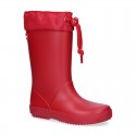 School rain boot shoes with adjustable neck.