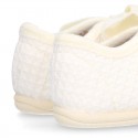 SQUARE design fall-winter canvas home shoes little ANGEL style with Velvet laces.