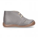 Ankle boot shoes for first steps with laces closure, toe cap and counter in EXTRA SOFT leather.