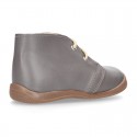 Ankle boot shoes for first steps with laces closure, toe cap and counter in EXTRA SOFT leather.