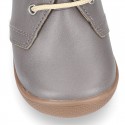 Ankle boot shoes for first steps with laces closure, toe cap and counter in EXTRA SOFT leather.