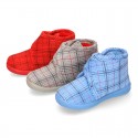 Little kids stripes print design corduroy home bootie shoes laceless.