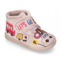 Little kids CARS design wool cotton home bootie shoes laceless.