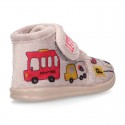 Little kids CARS design wool cotton home bootie shoes laceless.