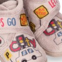 Little kids CARS design wool cotton home bootie shoes laceless.