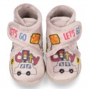 Little kids CARS design wool cotton home bootie shoes laceless.