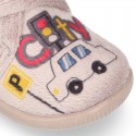 Little kids CARS design wool cotton home bootie shoes laceless.