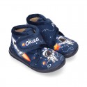 Little kids SPACE ROCKETS design wool cotton home bootie shoes laceless.