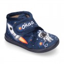 Little kids SPACE ROCKETS design wool cotton home bootie shoes laceless.