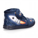 Little kids SPACE ROCKETS design wool cotton home bootie shoes laceless.