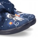 Little kids SPACE ROCKETS design wool cotton home bootie shoes laceless.