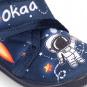 Little kids SPACE ROCKETS design wool cotton home bootie shoes laceless.