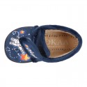 Little kids SPACE ROCKETS design wool cotton home bootie shoes laceless.