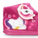 Little kids UNICORN OKAA design wool cotton home bootie shoes laceless.