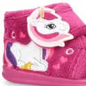 Little kids UNICORN OKAA design wool cotton home bootie shoes laceless.