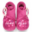 Little kids UNICORN OKAA design wool cotton home bootie shoes laceless.