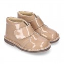 PATENT Nappa leather kids Safari boots laceless.