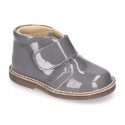 PATENT Nappa leather kids Safari boots laceless.